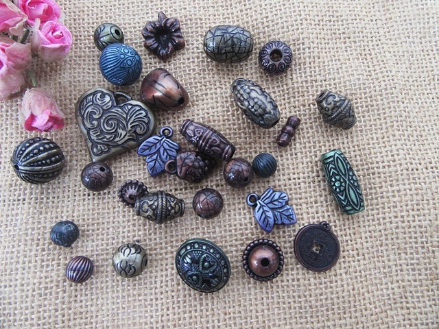 250g Antique Metallic Acrylic Bead Boho DIY Jewellery Craft