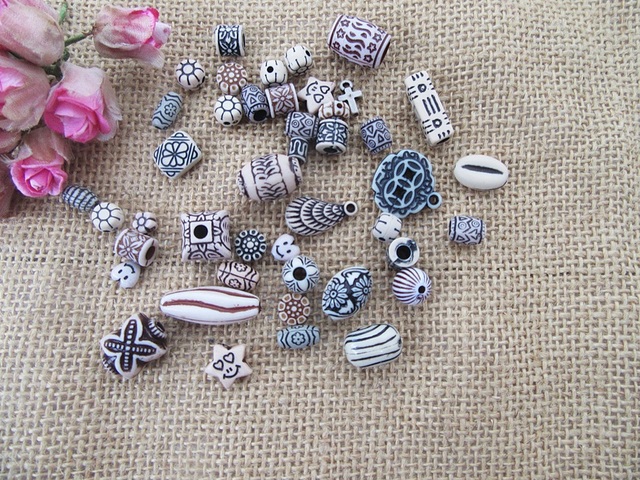 250g Tribal Pattern Acrylic Bead Boho DIY Jewellery Craft Making 250g Tribal Pattern Acrylic Bead Boho DIY Jewellery Craft Making