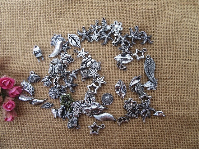 250g Antique Metallic Plastic Beads Pendants DIY Jewellery Craft