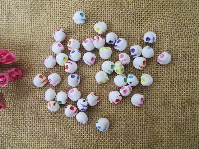 200Pcs Skull Head Design Plastic Beads DIY Jewellery Making - Click Image to Close