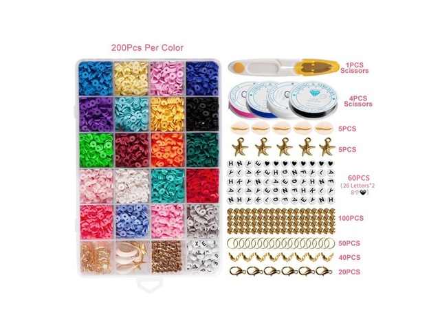 1Set 4300Pcs Flat Polymer Clay Beads Assortments DIY Bracelets 1Set 4300Pcs Flat Polymer Clay Beads Assortments DIY Bracelets