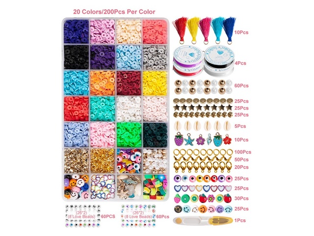 1Set 4560Pcs Flat Polymer Clay Beads Assortments DIY Bracelets 1Set 4560Pcs Flat Polymer Clay Beads Assortments DIY Bracelets