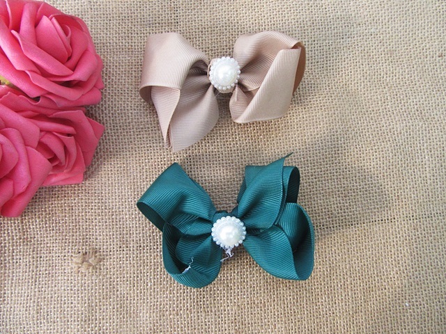 12Pcs New Elegant Grosgrain Ribbon Bowknot Hairclip Headwear - Click Image to Close