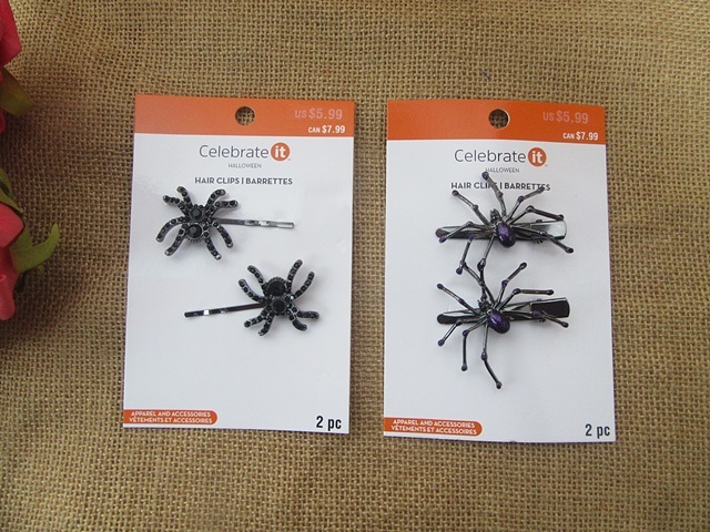 12Pcs New Vintage Gothic Vivid Spider Hair Clip Randomly Design