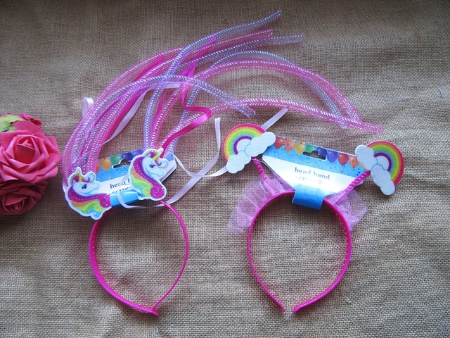 6Pcs Unicorn Hair Band Girl's Pretend Play Head Band Party Favor