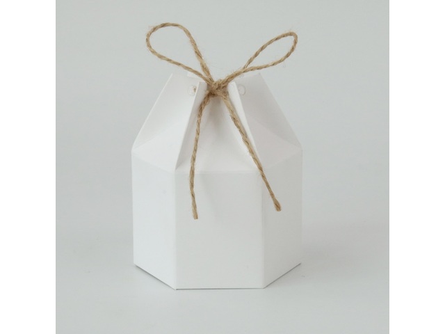 50X Kraft White Hexagonal Wedding Favour/Bomboniere Boxes