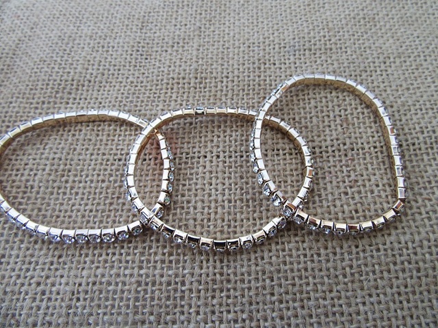 12Pcs Elastic Sparkling Rhinestone Bracelet Women's Jewellery - Click Image to Close