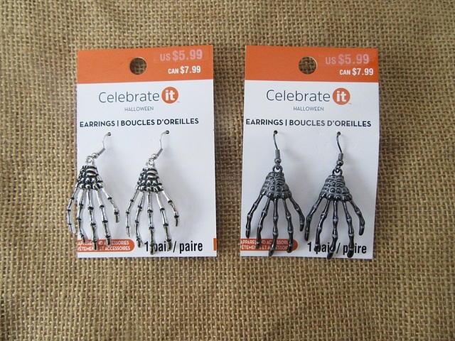 12Pcs (6prs) Vintage Gothic Skeleton Earrings Party Pretend Play