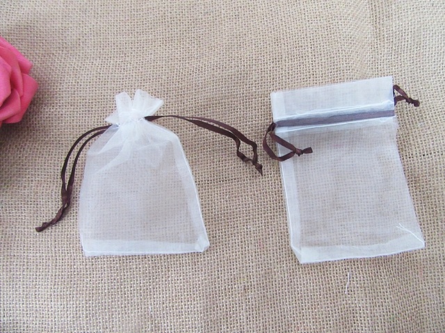 50Pcs White Drawstring Jewelry Gift Pouches 12x8cm