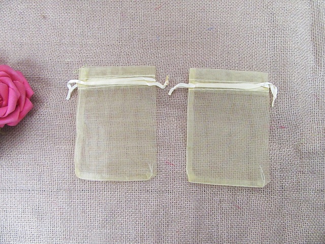 98Pcs Yellow Drawstring Jewelry Gift Pouches 12x9cm