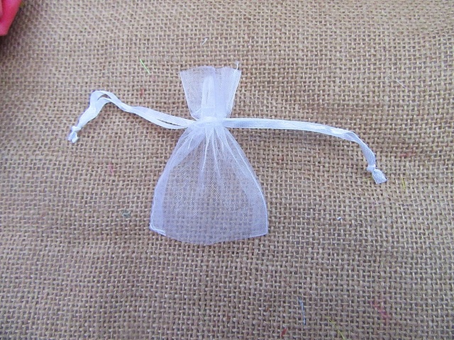 98Pcs White Drawstring Jewelry Gift Pouches 7x5cm jew-b-ch370