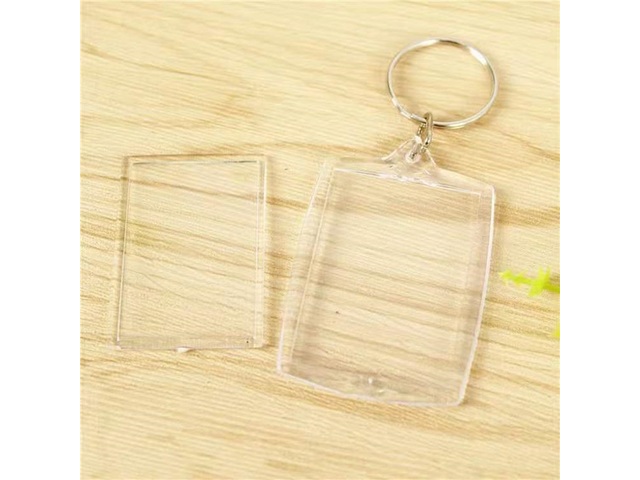 40Pcs Clear Acrylic Blank Insert Photo-Frame Key Rings 6x4cm