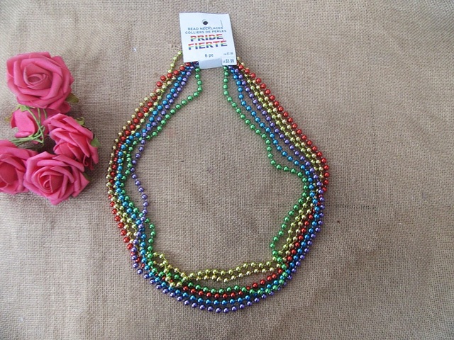 6Pcs Shiny Beaded Necklace Jewelry Accessory Mixed