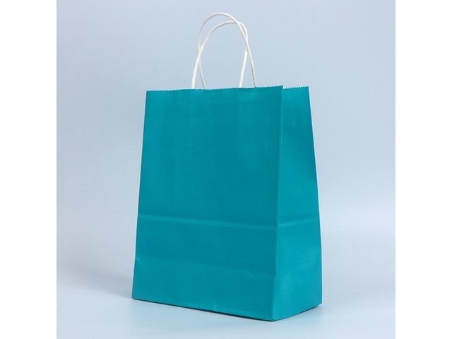 48 Bulk Kraft Paper Gift Carry Shopping Bag 26.7x21x11cm Blue