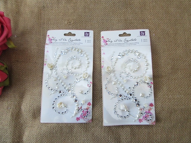 6Sheets Decorative Flower Sticker Adhensive Embellishment Craft