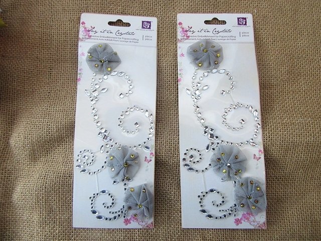 6Sheets Decorative Grey Flower Sticker Adhensive Embellishment 6Sheets Decorative Grey Flower Sticker Adhensive Embellishment