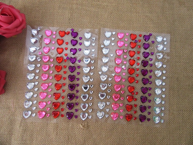6Sheet x 250Pcs Heart Rhinestone Stickers Scrapbooking Assorted 6Sheet x 250Pcs Heart Rhinestone Stickers Scrapbooking Assorted