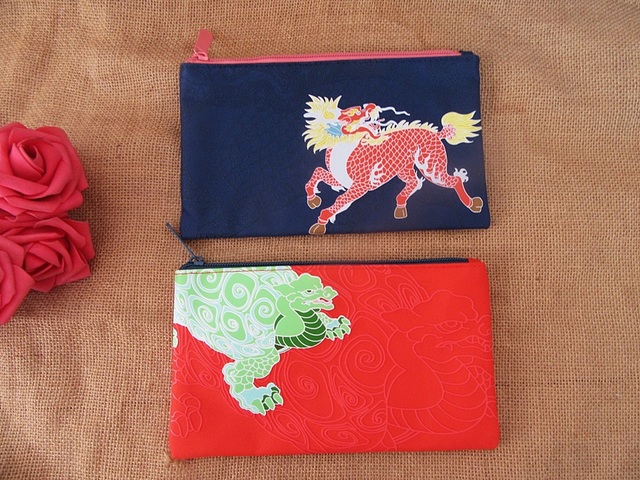 6Pcs Dragon Pencil Case Zipper Bag Makeup Bag Mixed Color 6Pcs Dragon Pencil Case Zipper Bag Makeup Bag Mixed Color