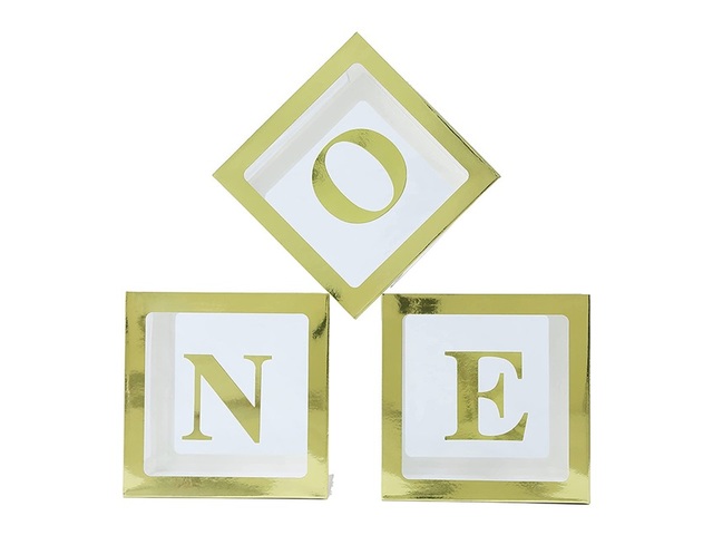 1Setx 3Pcs Golden One Balloon Clear Box Baby Shower Birthday