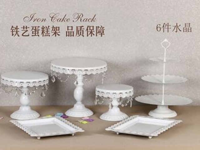 1Set 6Pcs Vintage Crystal White Dessert Cake Stand Display Rack 1Set 6Pcs Vintage Crystal White Dessert Cake Stand Display Rack