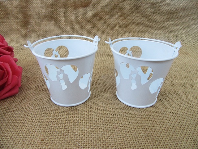 12Pcs White Lover Mini Bucket Wedding Bomboniere Favor