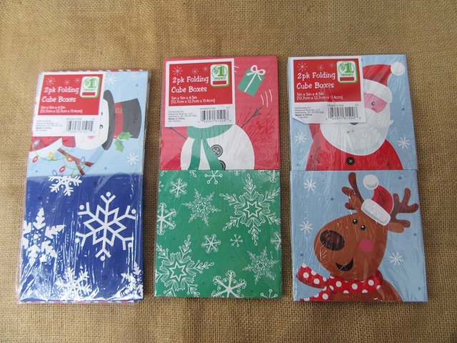 6Packs x 2Pcs Folding Cube Boxes Christmas Gift Pack Box Party F