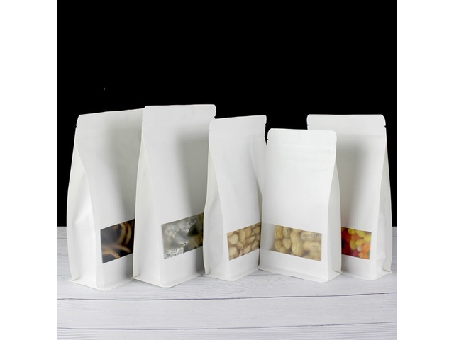 30Pcs Stand Up Resealable White Kraft Ziplock Bag 14x24cm