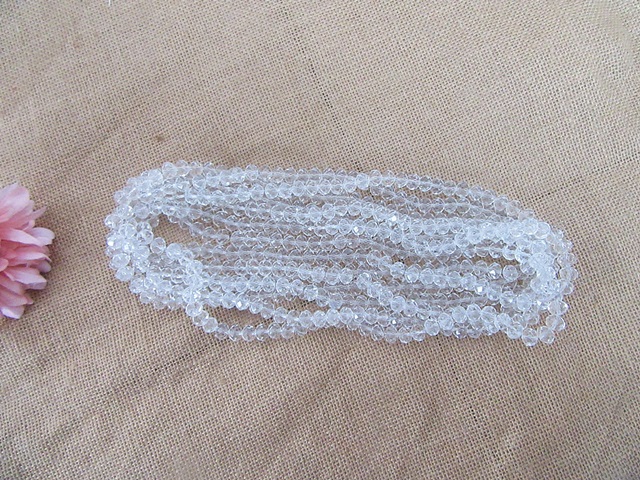 7Strand x 70Pcs Clear Rondelle Faceted Crystal Beads 10mm