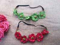 6Pcs Elastic Flower Forehead Garland Headpiece Hair Band