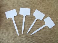 6Pkts x 10Pcs White Plastic Garden Tags T-type Plant Labels Seed