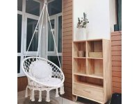 1Pc White Outdoor Swing Hanging Chair Knitted Cotton Rope