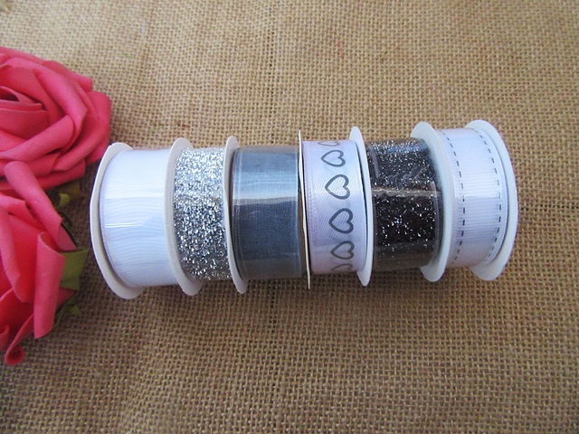 (image for) 6Packs x 6Rolls Decorative Ribbon Art Craft Project Making Grey 