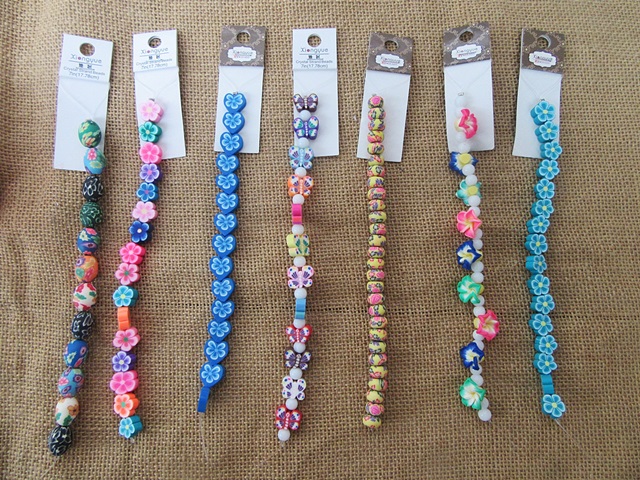 12Strings Polymer Beads Strands DIY Craft Jewelry Accessories - Click Image to Close