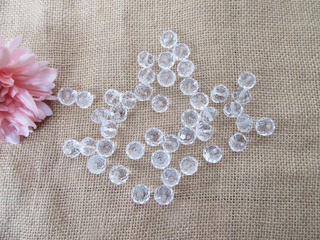 450g (Approx 180pcs) Clear Rondelle Faceted Crystal Beads 14mm - Click Image to Close