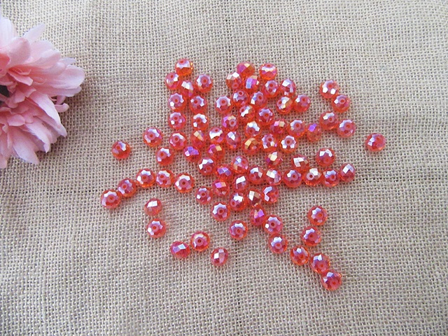 450g (Approx 310pcs) AB Red Rondelle Faceted Crystal Beads 11mm - Click Image to Close
