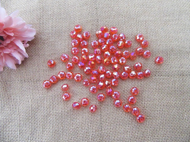 450g (Approx 310pcs) AB Red Rondelle Faceted Crystal Beads 11mm 450g (Approx 310pcs) AB Red Rondelle Faceted Crystal Beads 11mm