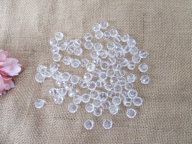 450g (Approx 295pcs) Clear Round Rondelle Faceted Crystal Beads - Click Image to Close