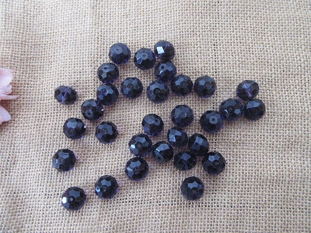 450g (Approx 120pcs) Dark Purple Rondelle Faceted Crystal Beads - Click Image to Close