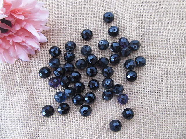 450g (Approx 170pcs) Black Rondelle Faceted Crystal Beads 14mm - Click Image to Close