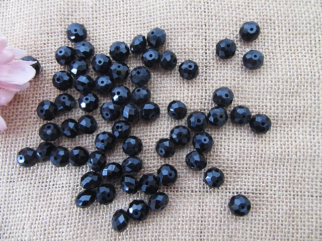 450g (Approx 285pcs) Black Rondelle Faceted Crystal Beads 12mm - Click Image to Close