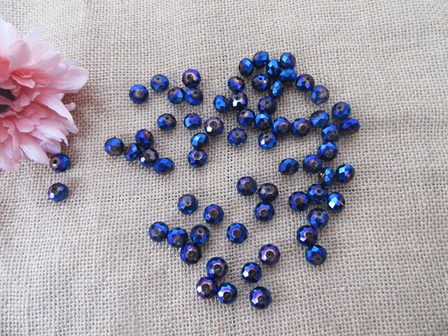 450g (Approx 285pcs) AB Metalic Blue Rondelle Faceted Crystal 450g (Approx 285pcs) AB Metalic Blue Rondelle Faceted Crystal