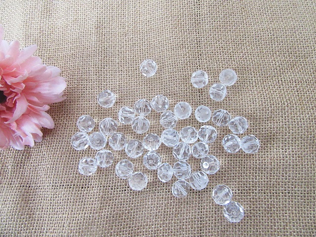 450g (Approx 170pcs) Clear Round Faceted Crystal Beads 14mm - Click Image to Close