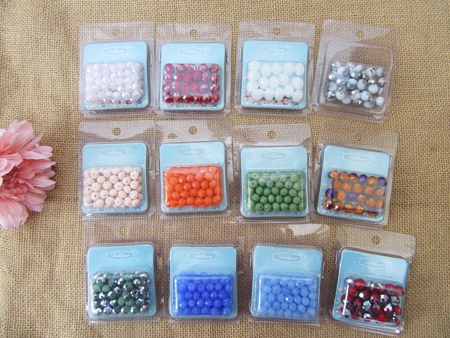 12Pack Rondelle Oval Round Etc Faceted Crystal Glass Beads Mixed - Click Image to Close