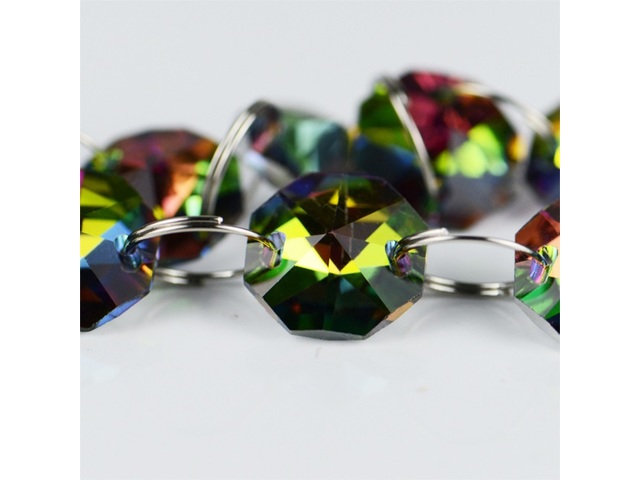 100 Rainbow Crystal Faceted Double-Hole Suncatcher Beads 14mm 100 Rainbow Crystal Faceted Double-Hole Suncatcher Beads 14mm