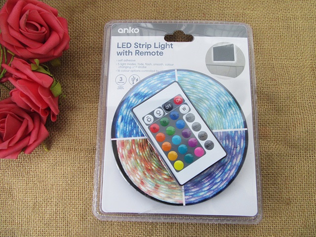 1Set Self Adhensive LED Strip Light with Remote - Click Image to Close