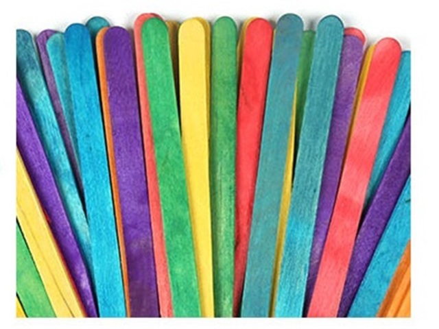 4Packs x 30Pcs Art Wooden Craft Stick Paddle Pop for Kids Mixed