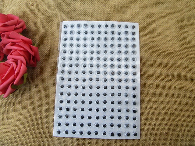 2Sheets x 176Pcs Black Joggle Eyes/Movable Eyes 10mm - Click Image to Close