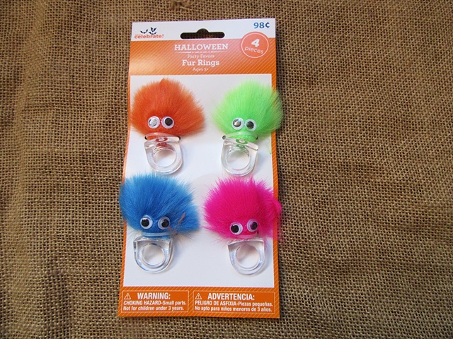 12Sheets x 4Pcs Colorful Fur Rings Kids Party Favours Halloween - Click Image to Close