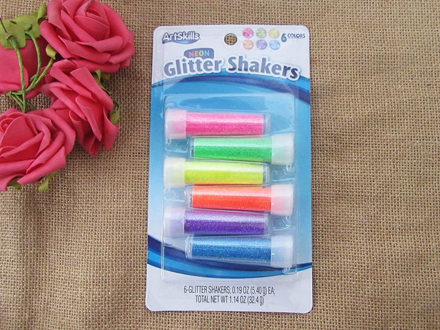 (image for) 5Pkts x 6Pcs Neon Glitter Shaker Multi Purpose Glitter For Art