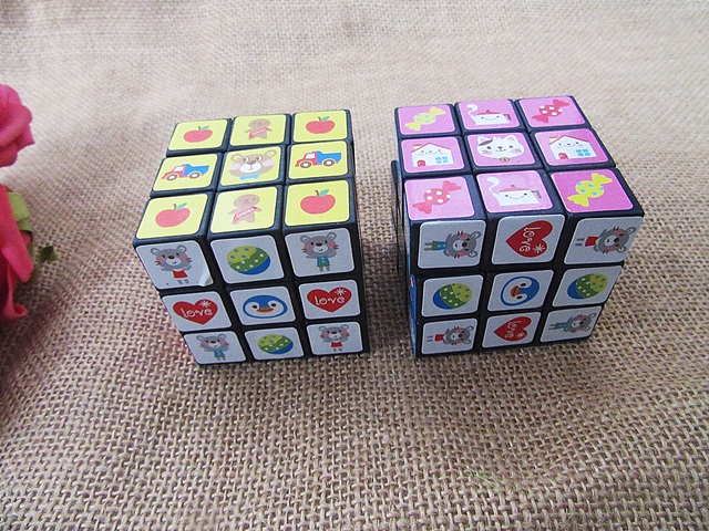 6Pcs New Magic Cube Puzzler Rubiks Toys Mixed Color - Click Image to Close